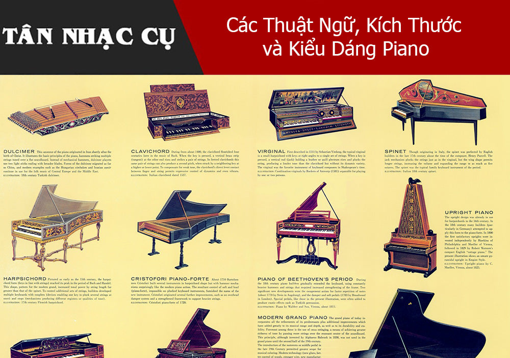 Các Thuật Ngữ, Kích Thước và Kiểu Dáng Piano
