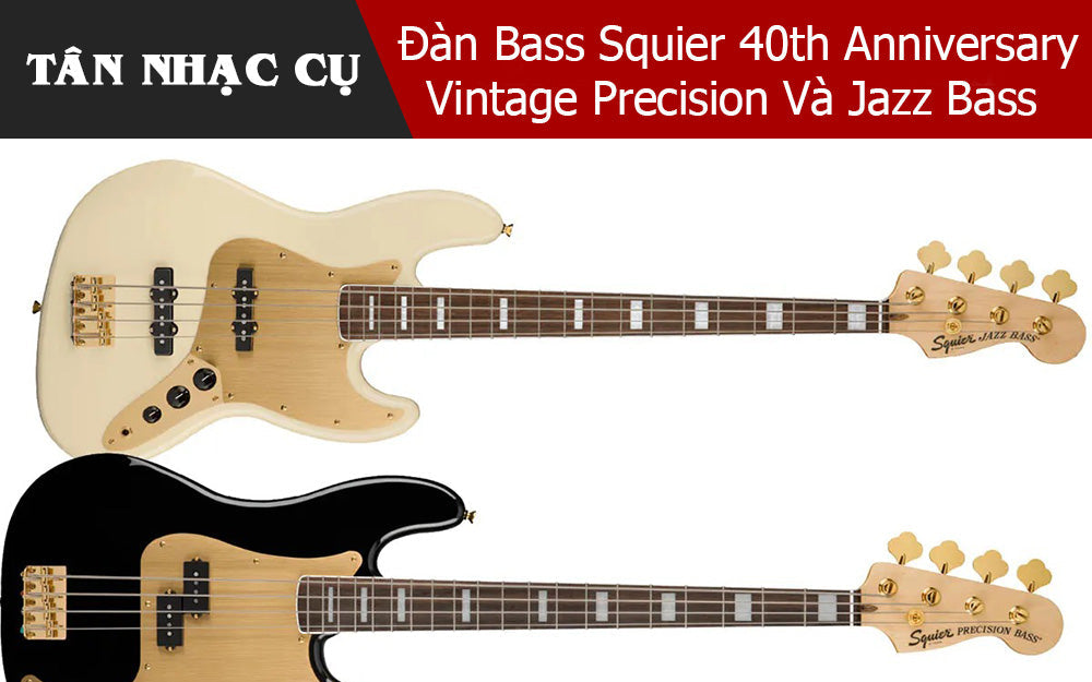 Review Đàn Bass Squier 40th Anniversary Gold Edition Vintage Precision Và Jazz Bass