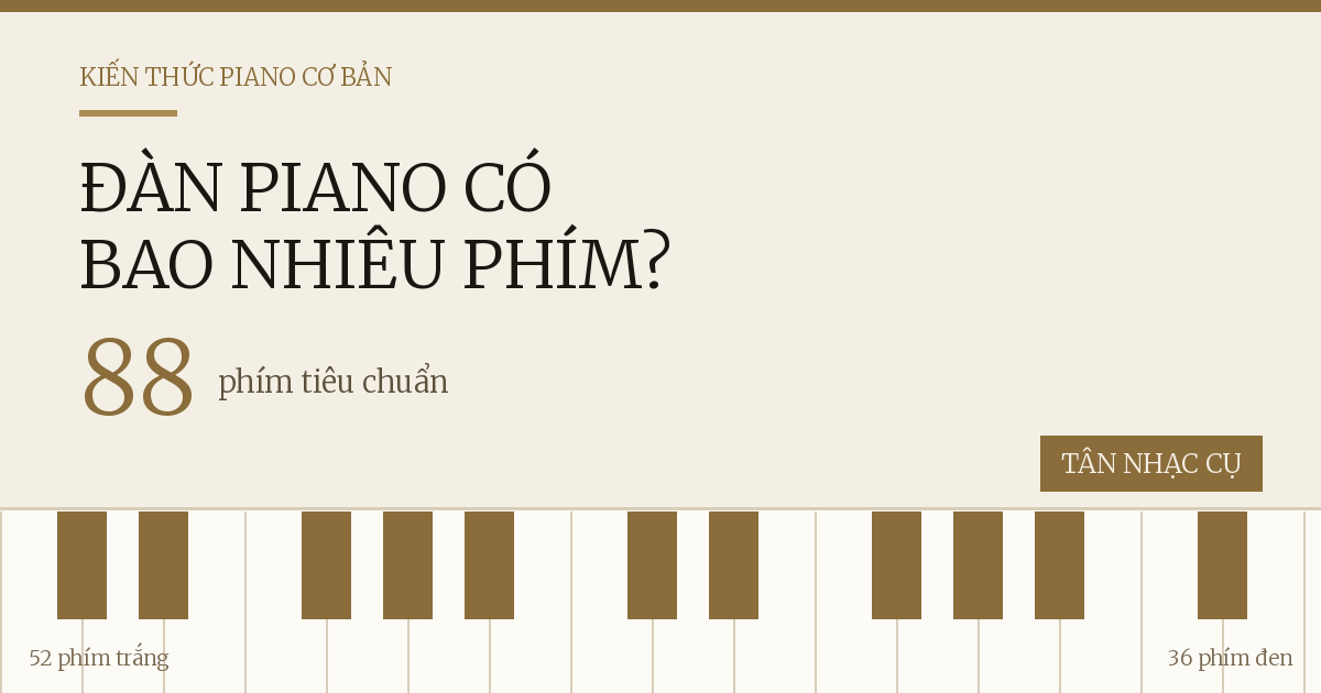 Đàn Piano Có Bao Nhiêu Phím? 88 Phím (52 Trắng, 36 Đen)