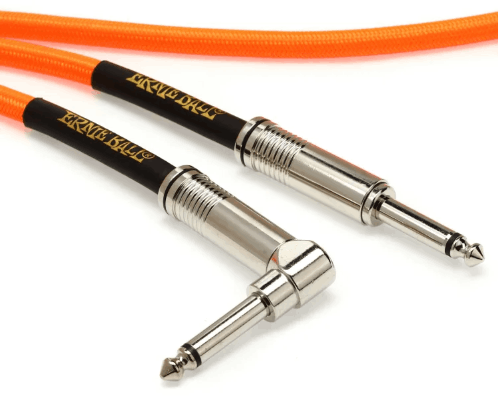 Dây Cáp Ernie Ball 18FT Braided Straight to Angle Instrument, Neon Orange