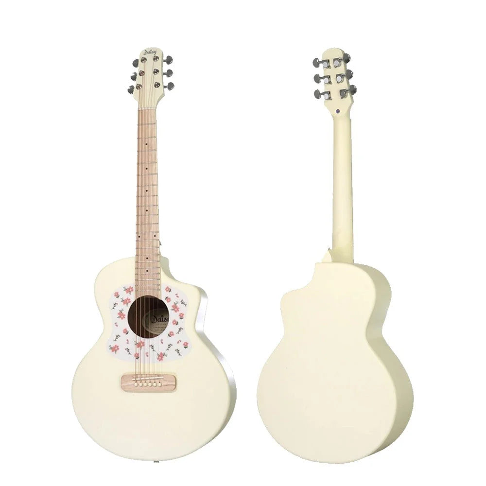 Đàn Guitar Acoustic Daisy D100 34 Inch Size 1/2, White w/Bag