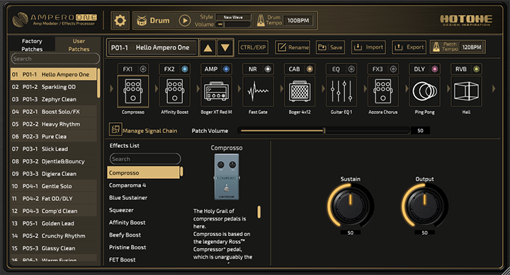 Pedal Guitar Hotone Ampero One MP80 Amp Modeler and Effects Processor