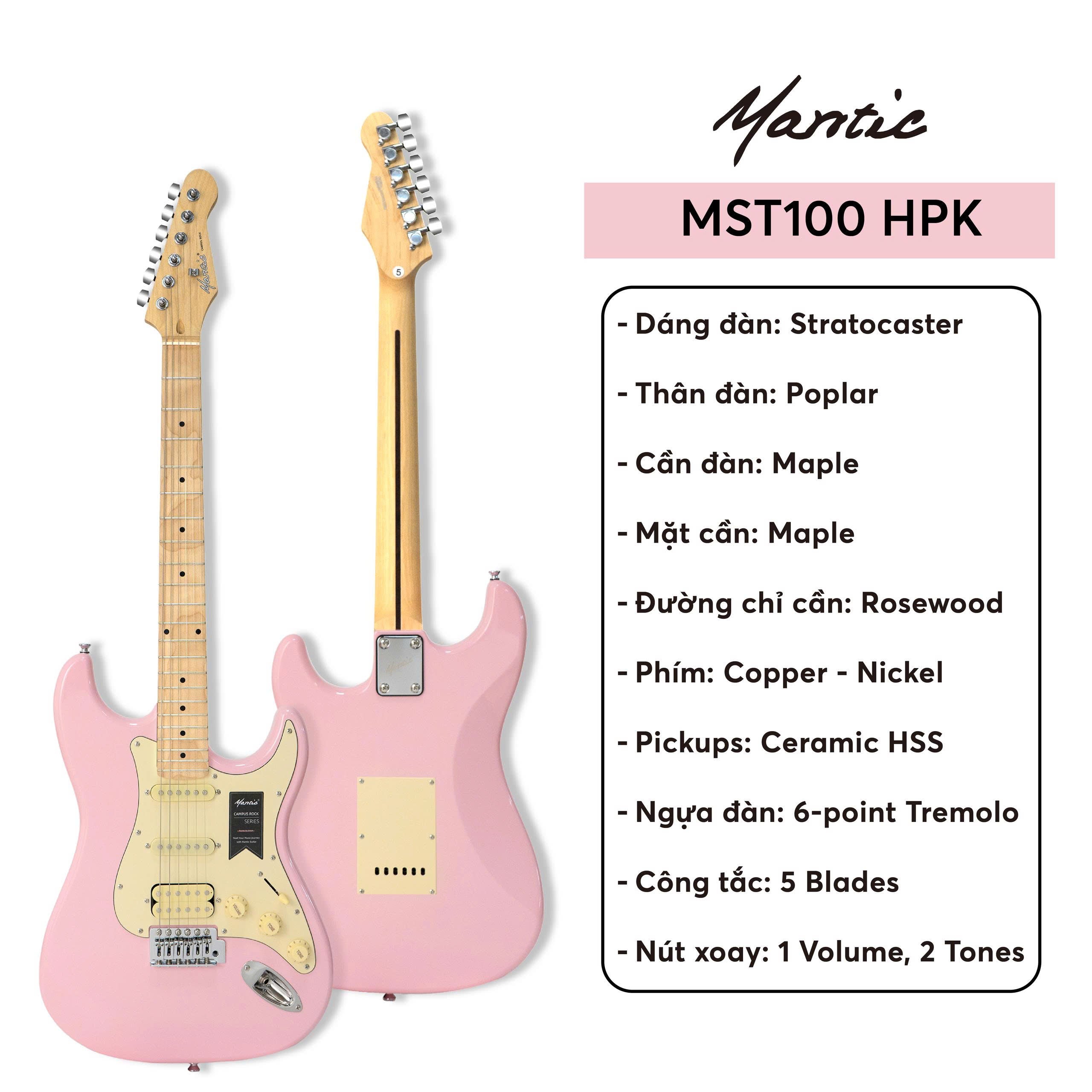 Đàn Guitar Điện Mantic MST100, HPK Pink