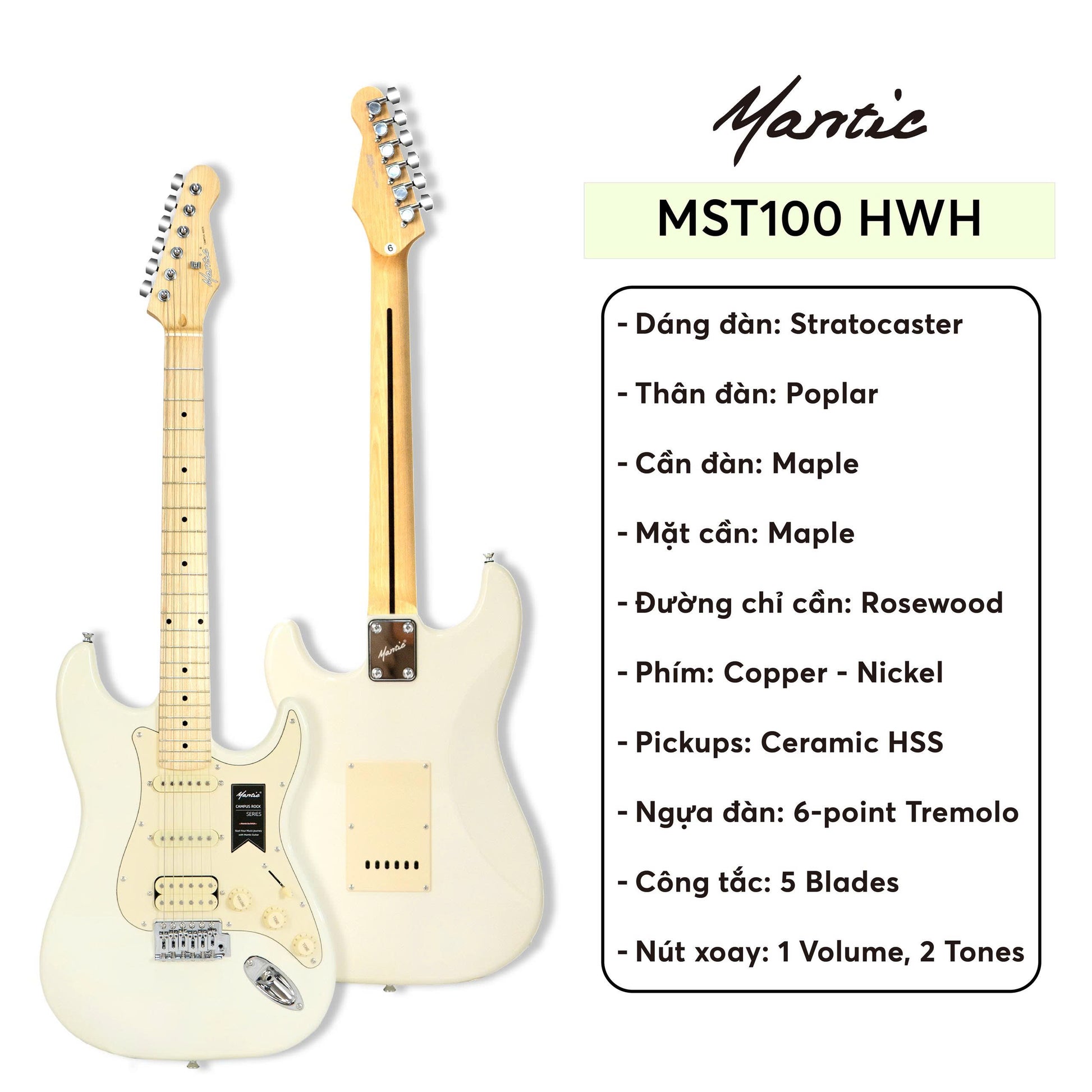 Đàn Guitar Điện Mantic MST100 HSW