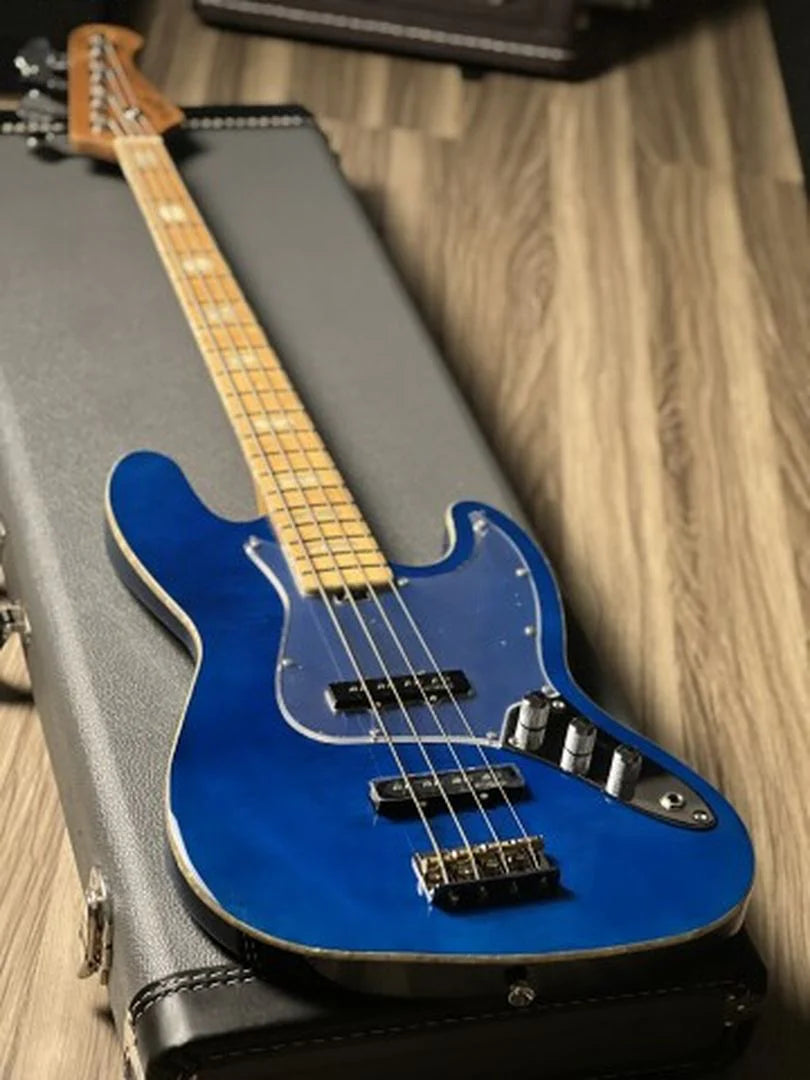Đàn Guitar Bass Sqoe SJB800 SS Electric Guitar, Canadian Roasted Maple Fingerboard, Transparent Indigo Blue