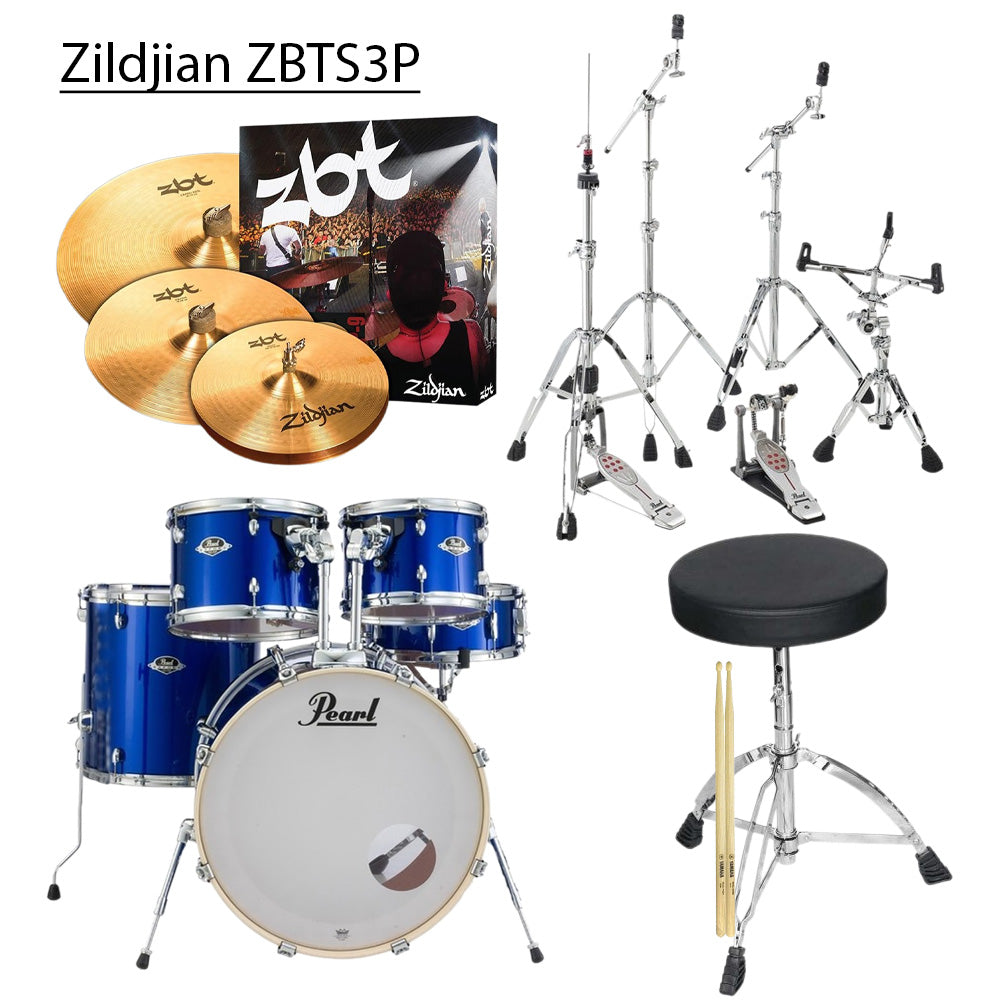 Trống Cơ Pearl Export EXX725SP/C + Hardware Pearl HWP930D + Cymbal Zildjian ZBTS3P