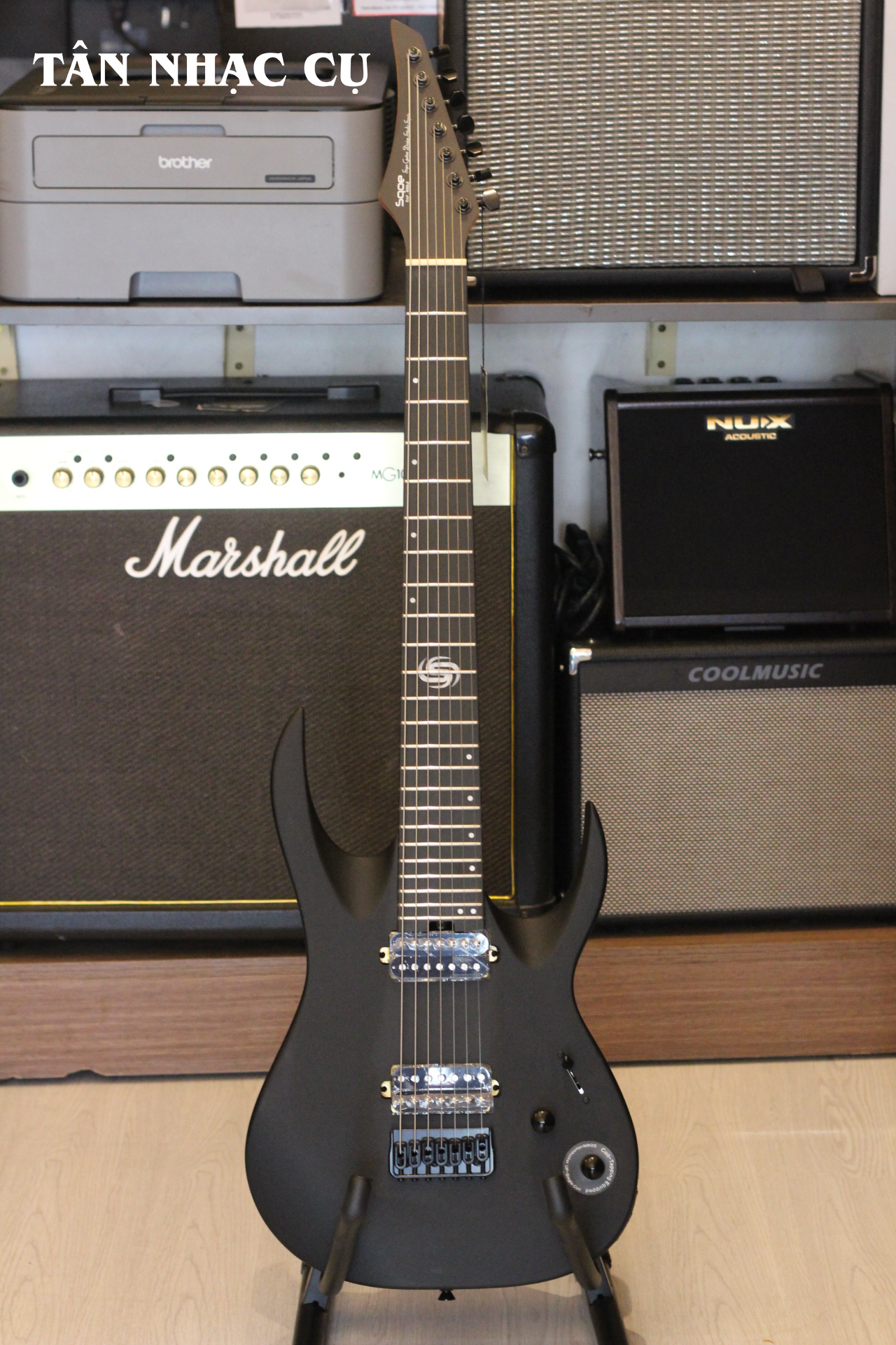 Đàn Guitar Điện Sqoe SEIB 7S 7 Strings Series HH Electric Guitar, Carbonized Roasted Maple, Satin Black