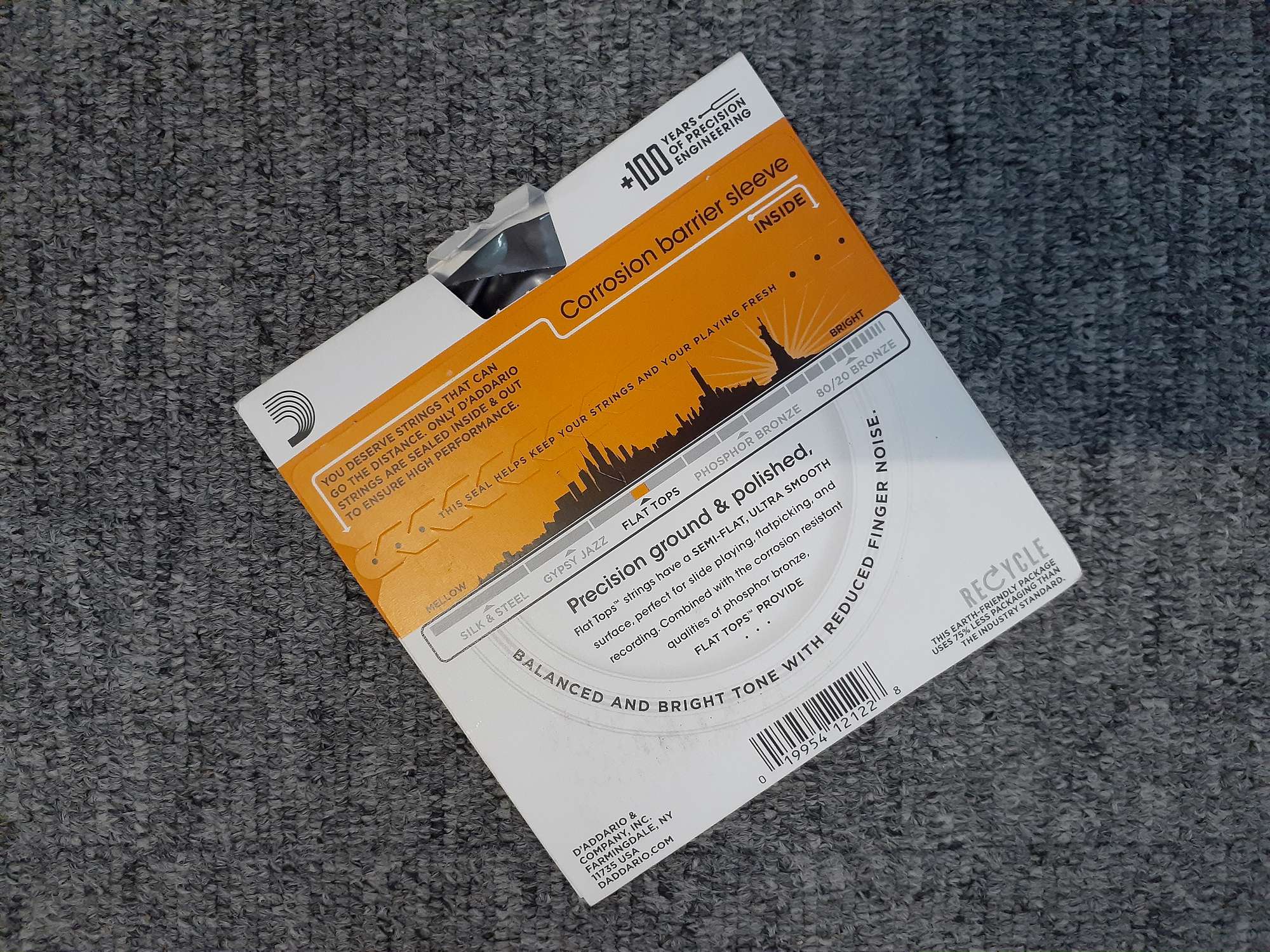 Dây Đàn Guitar Acoustic D'Addario EFT15 (Flat Tops Phosphor Bronze, 10-47 Extra Light)