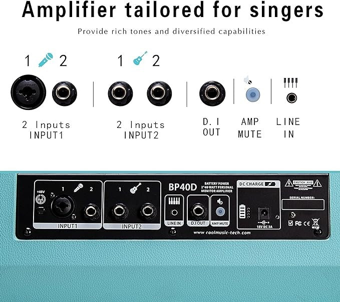 Amplifier Coolmusic BP40D 80W Effect, Pin Sạc, Combo Acoustic Guitar