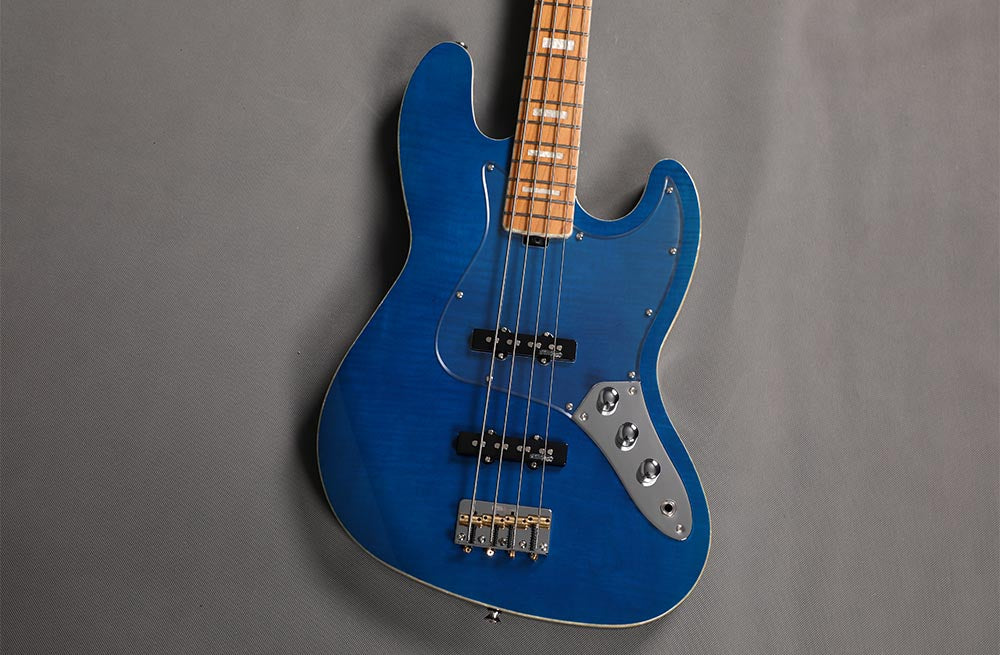 Đàn Guitar Bass Sqoe SJB800 SS Electric Guitar, Canadian Roasted Maple Fingerboard, Transparent Indigo Blue