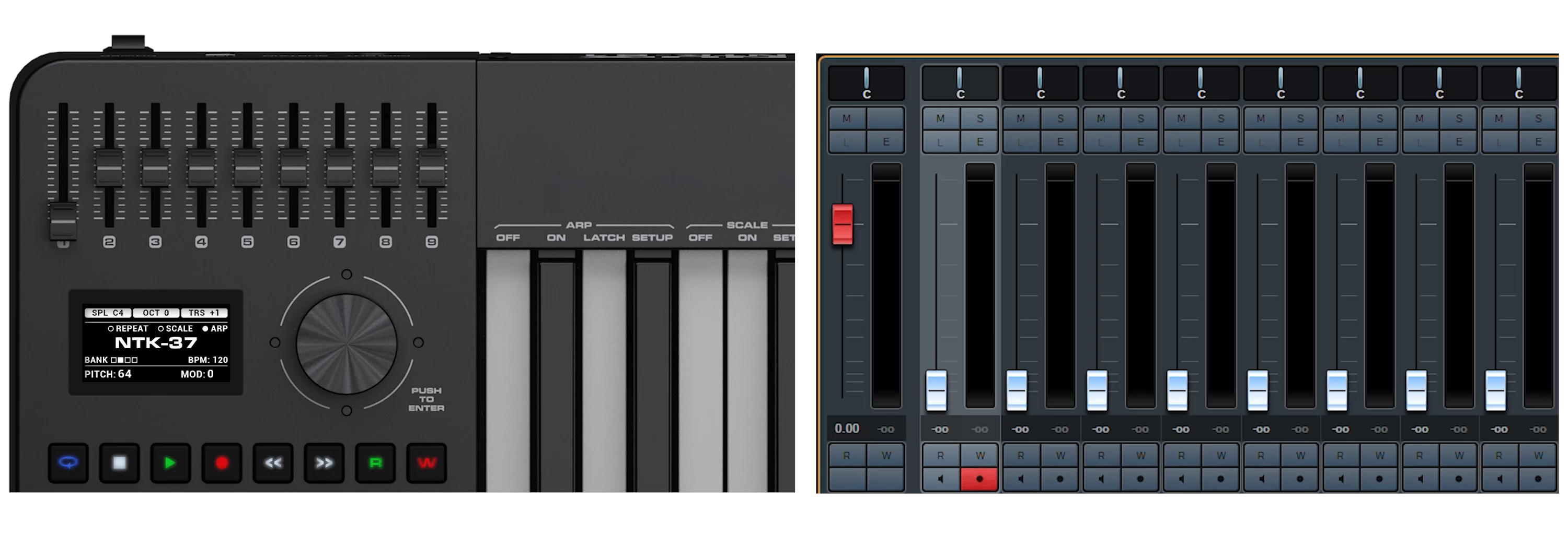 MIDI Keyboard Controller Nux NTK37, Black