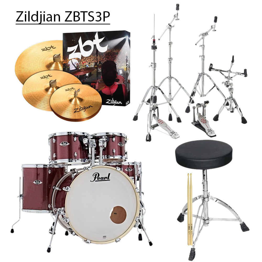 Trống Cơ Pearl Export EXX725SP/C + Hardware Pearl HWP930D + Cymbal Zildjian ZBTS3P