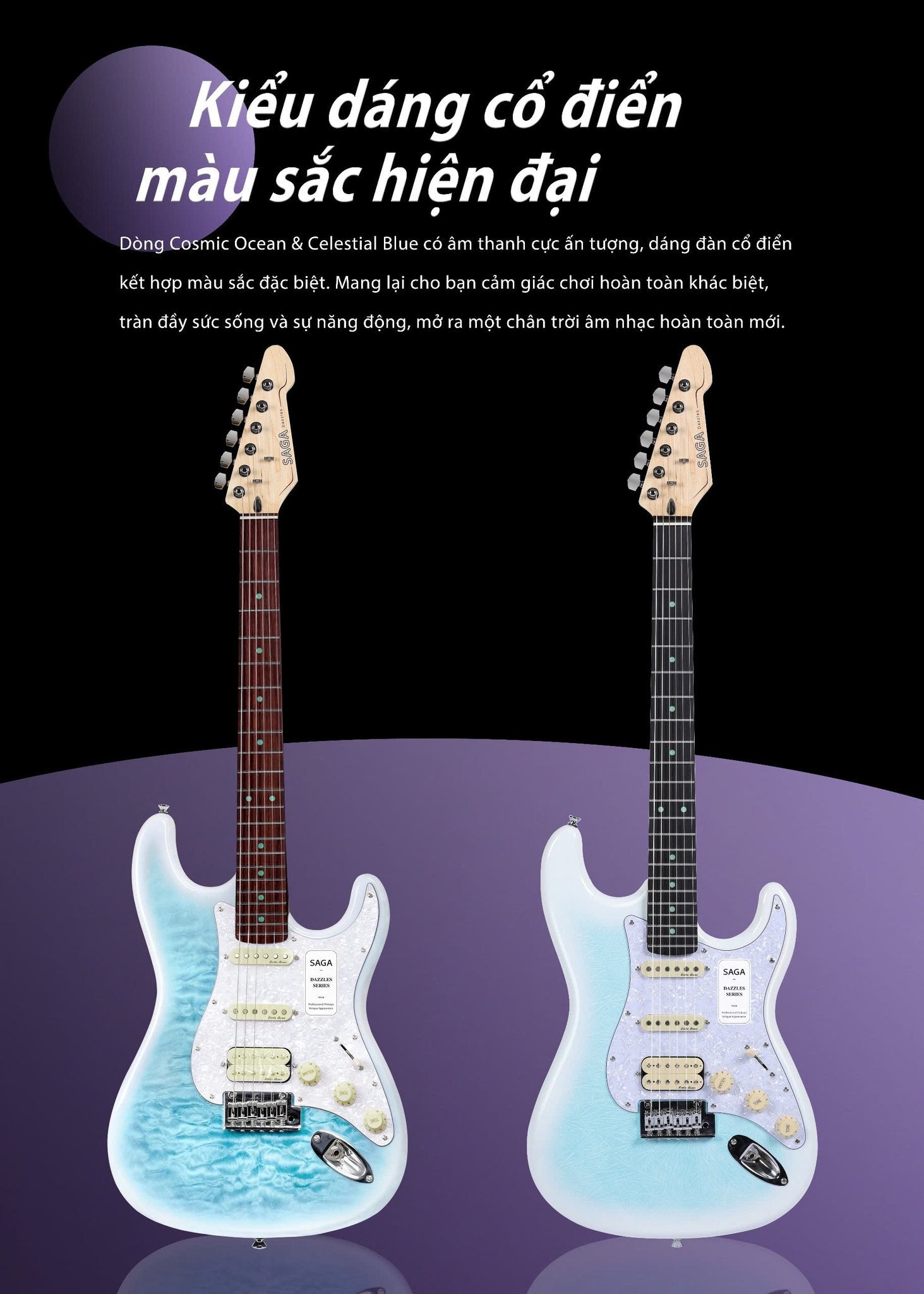 Đàn Guitar Điện SAGA DAZZLES Series II - Celestial Blue