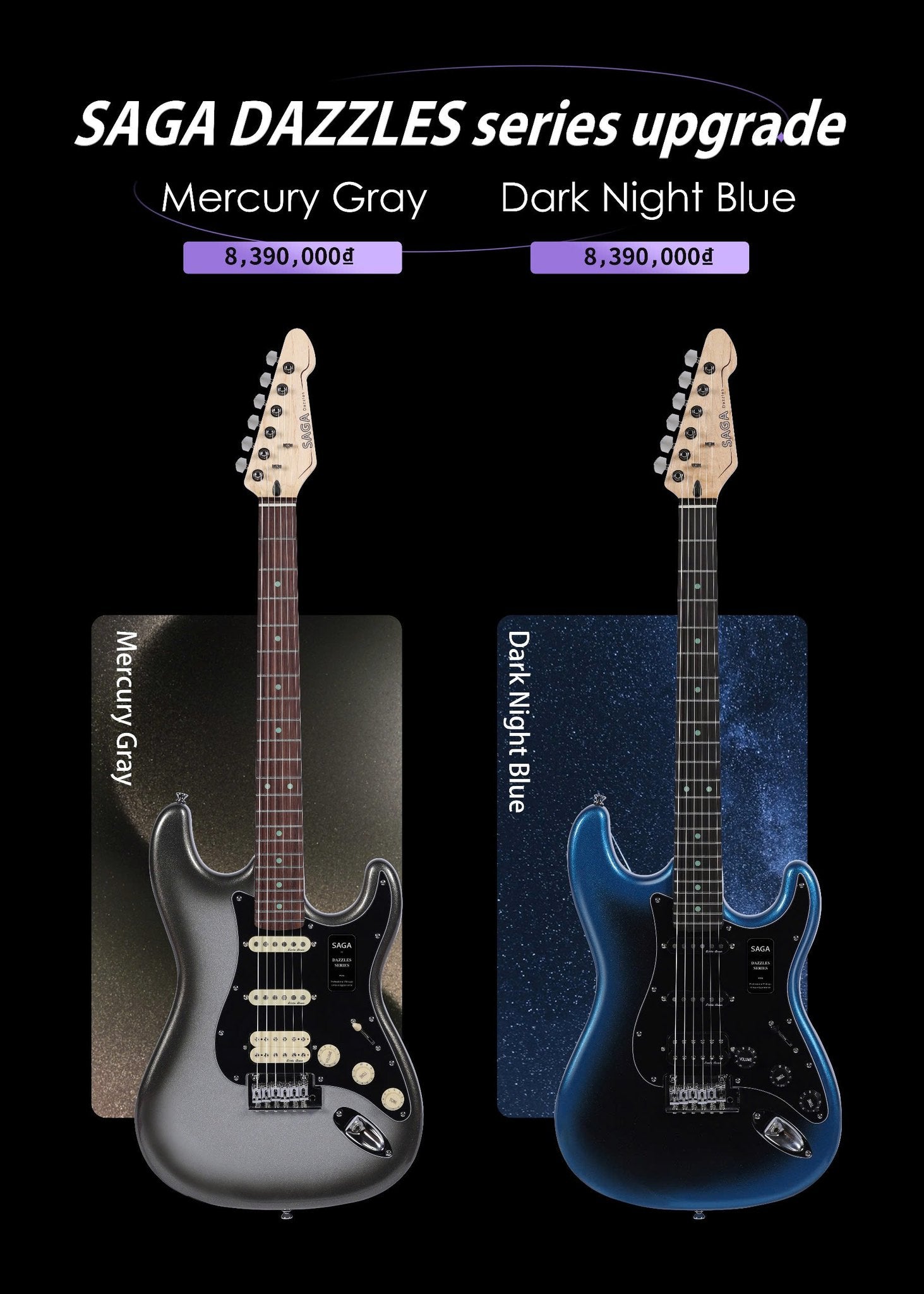 Đàn Guitar Điện  SAGA DAZZLES Series II - Dark Night Blue