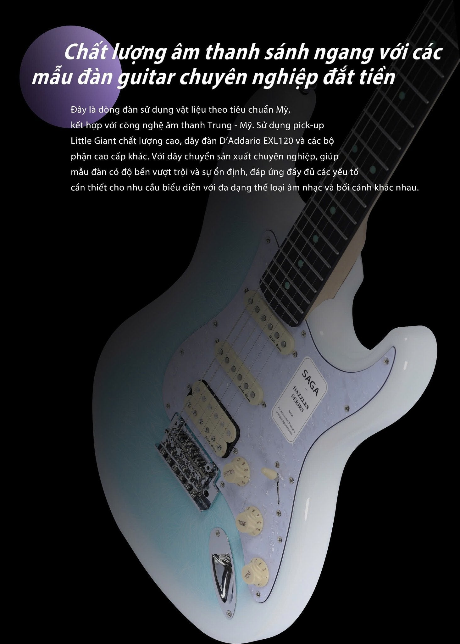 Đàn Guitar Điện SAGA DAZZLES Series II - Celestial Blue