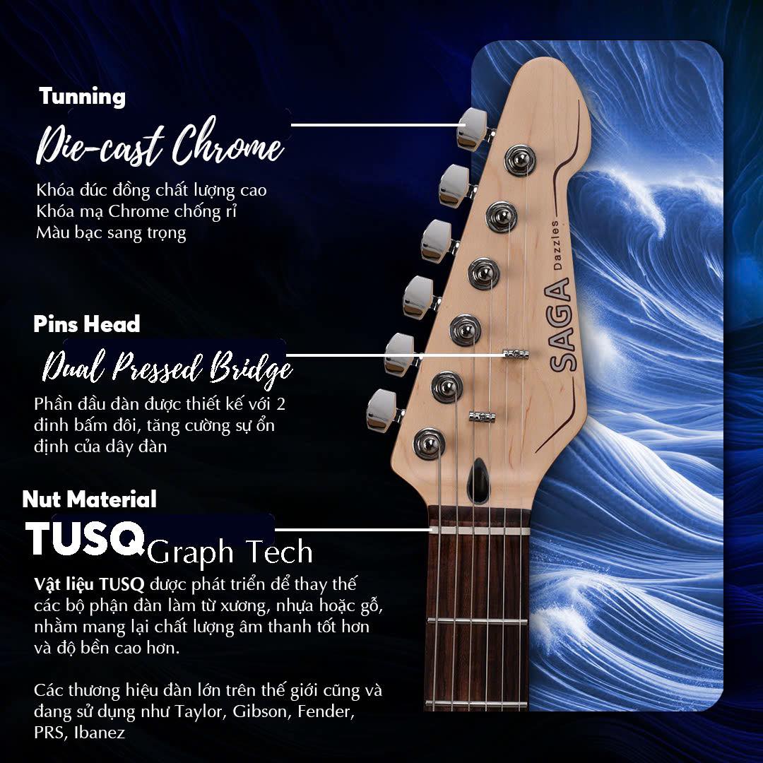 Đàn Guitar Điện  SAGA DAZZLES Series II - Mercury Gray