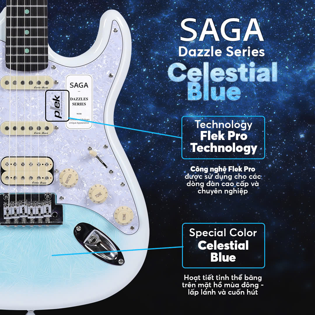 Đàn Guitar Điện SAGA DAZZLES Series II - Celestial Blue