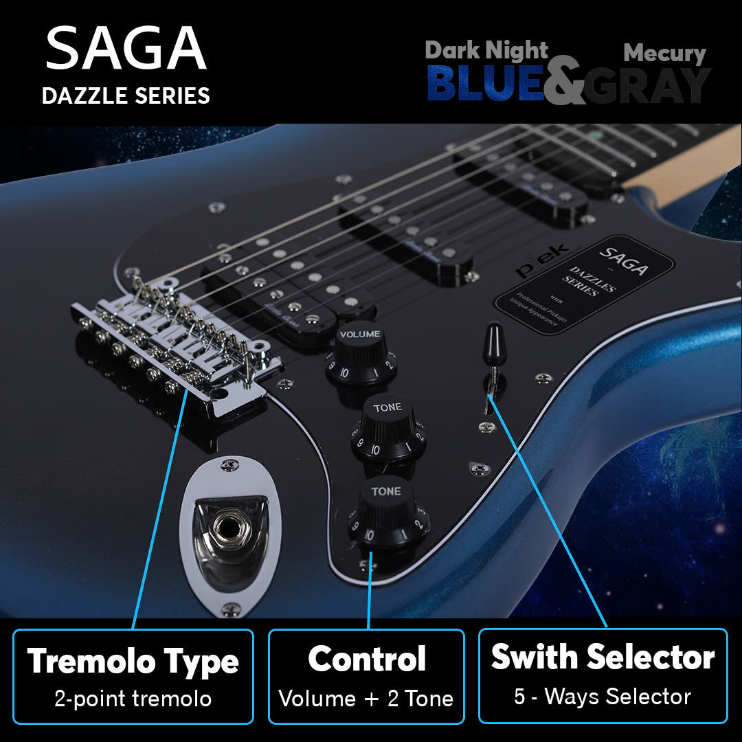 Đàn Guitar Điện  SAGA DAZZLES Series II - Dark Night Blue