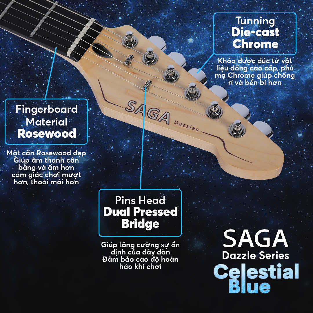 Đàn Guitar Điện  SAGA DAZZLES Series II - Mercury Gray