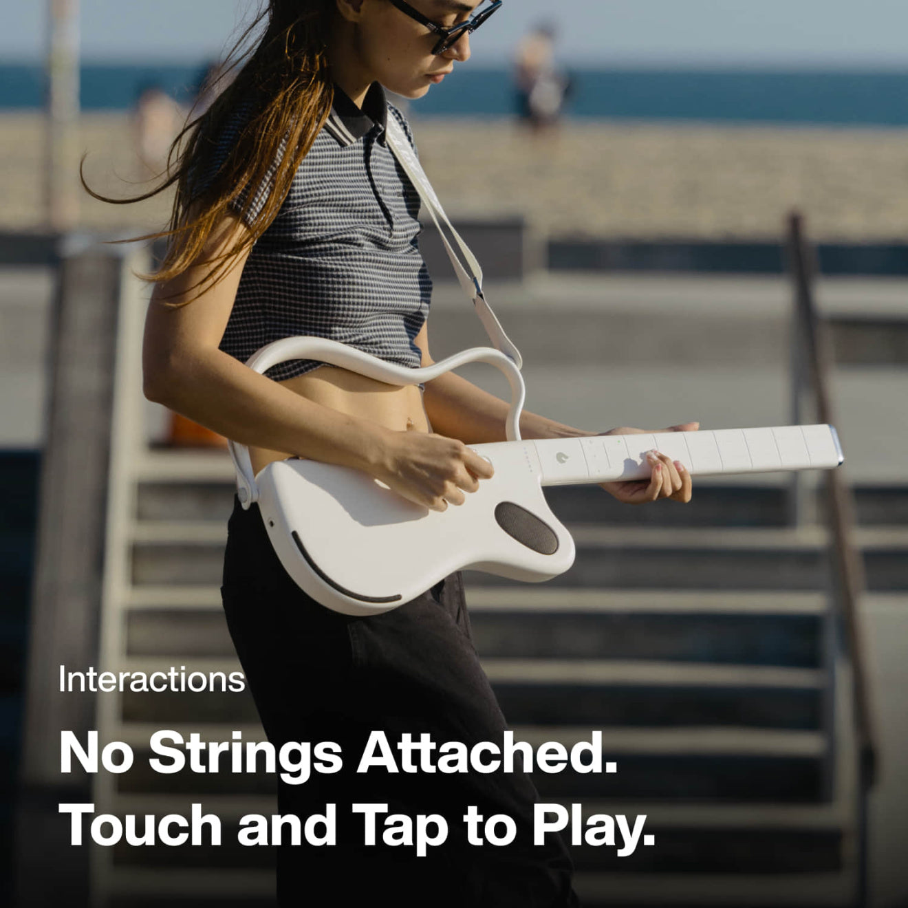 Đàn Guitar Silent Lava Genie Stringless Smart Guitar, White