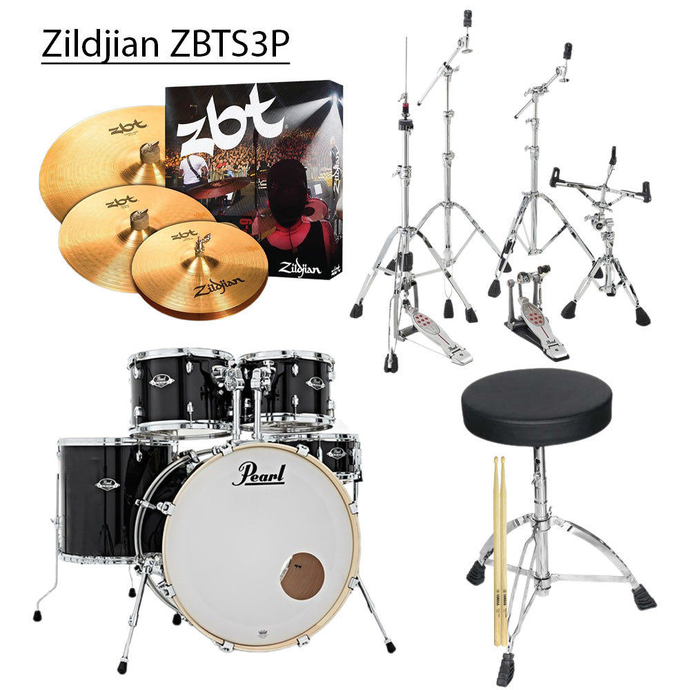 Trống Cơ Pearl Export EXX725SP/C + Hardware Pearl HWP930D + Cymbal Zildjian ZBTS3P