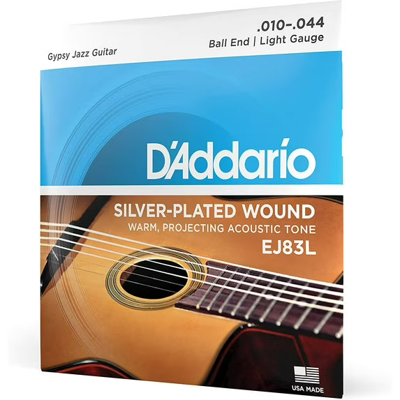 Dây Đàn Guitar Gypsy Jazz D'Addario EJ83L (Silver Wound, Ball End, Light 10-44)