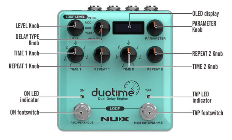 Pedal Guitar Nux Duo Time NDD6, Dual Delay