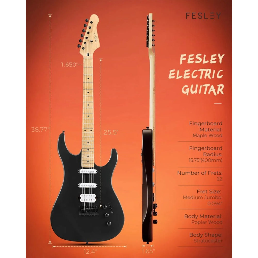 Đàn Guitar Điện Fesley FST350M HSS Electric Guitar, Maple Fingerboard
