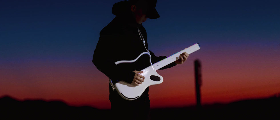 Đàn Guitar Silent Lava Genie Stringless Smart Guitar, White