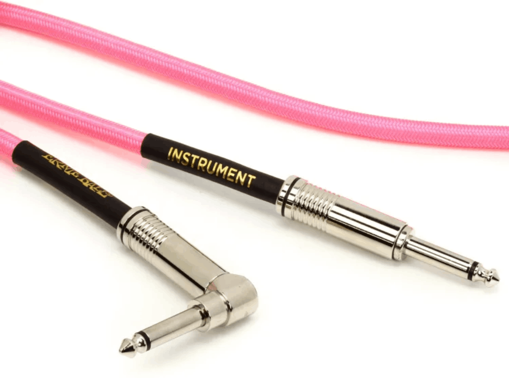 Dây Cáp Ernie Ball 10FT Braided Straight to Angle Instrument, Neon Pink