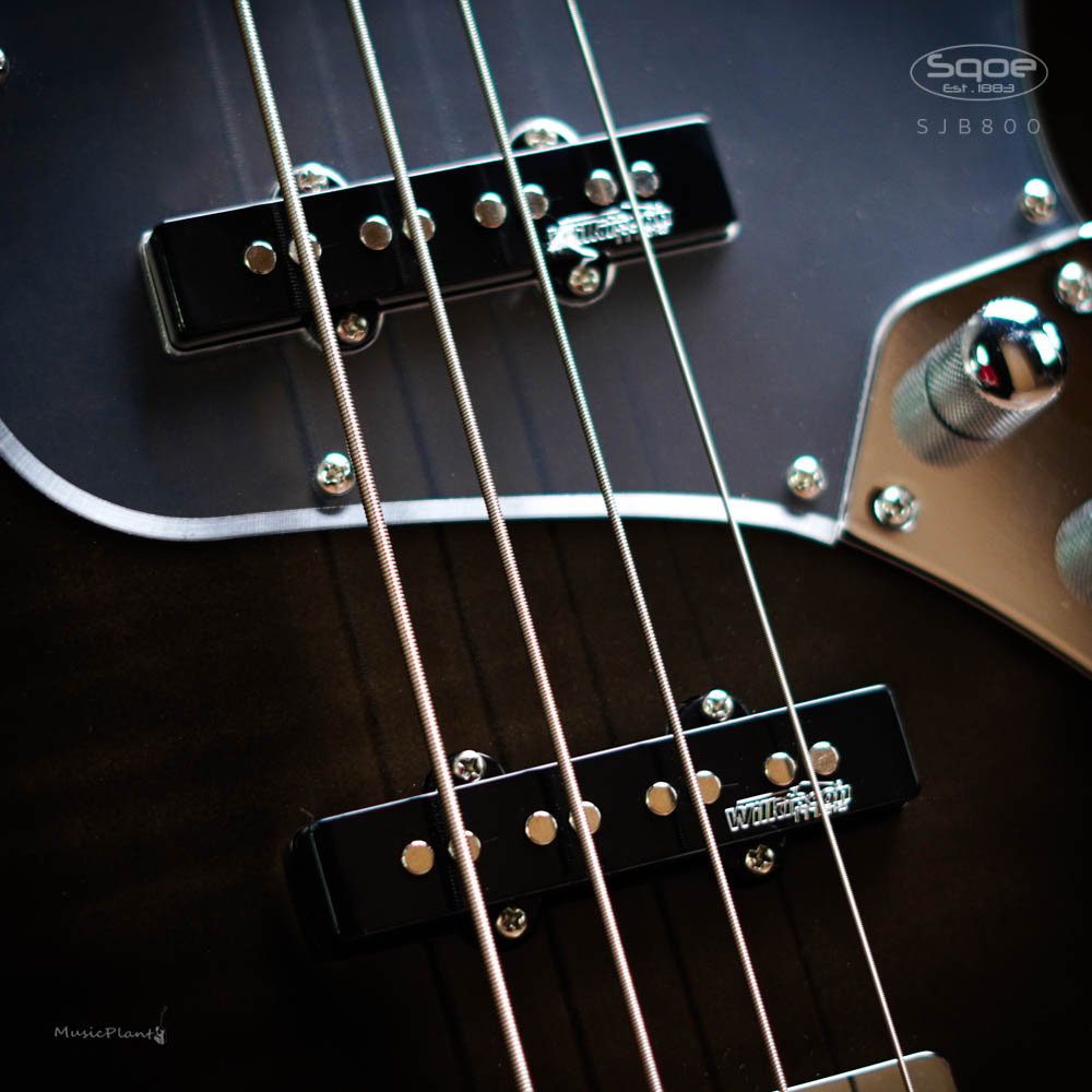 Đàn Guitar Bass Sqoe SJB800 SS Electric Guitar, Canadian Roasted Maple Fingerboard, Transparent Black