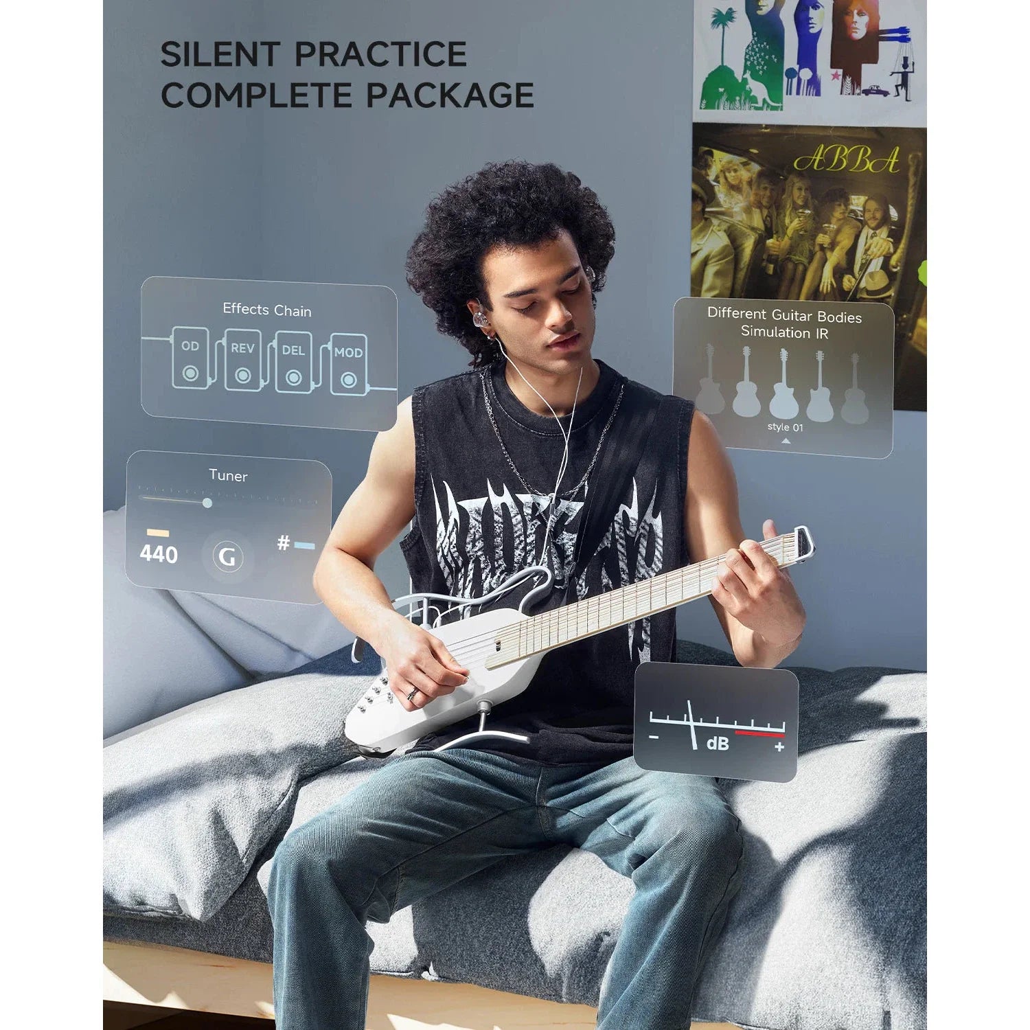 Đàn Guitar Silent Acoustic Donner HUSH I Pro Mahogany