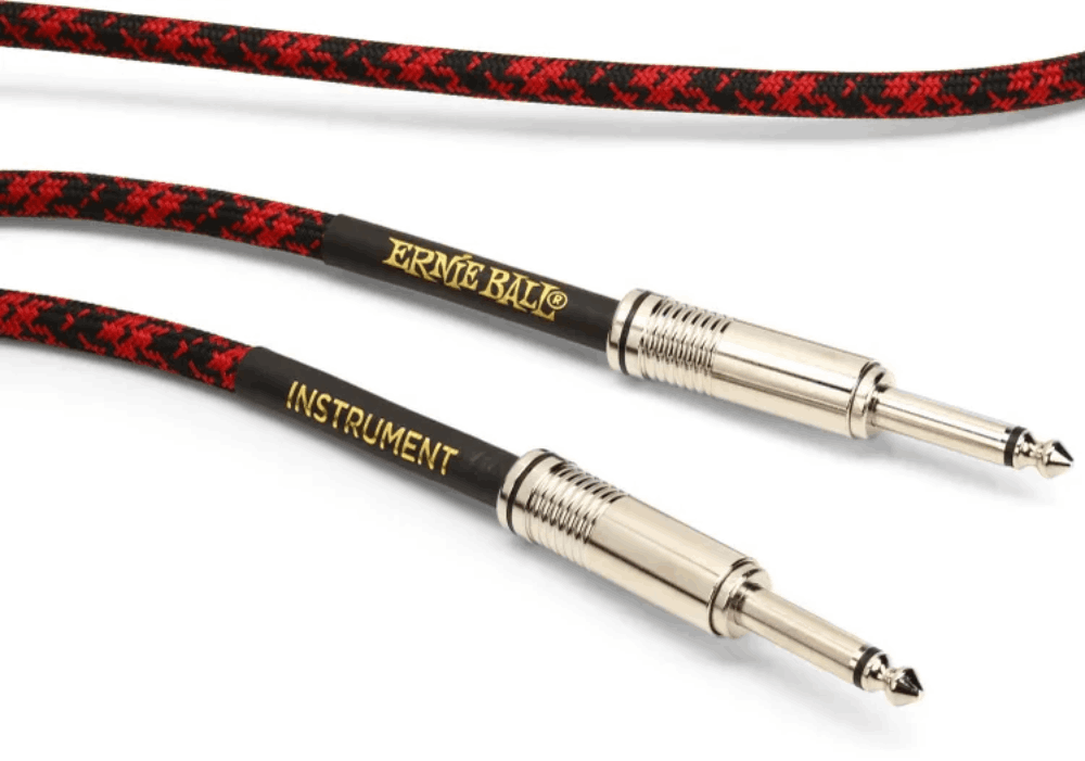 Dây Cáp Ernie Ball 25FT Braided Straight to Angle Instrument, Black/Orange