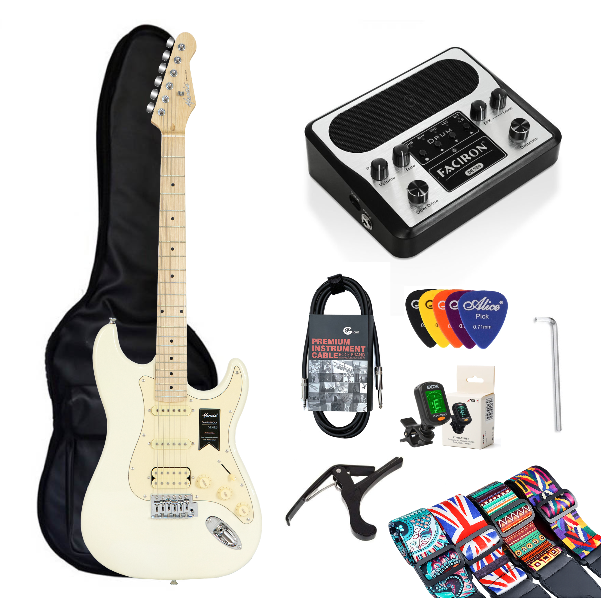 Combo Đàn Guitar Điện Mantic MST100 HSS, Amplifier Faciron DE500