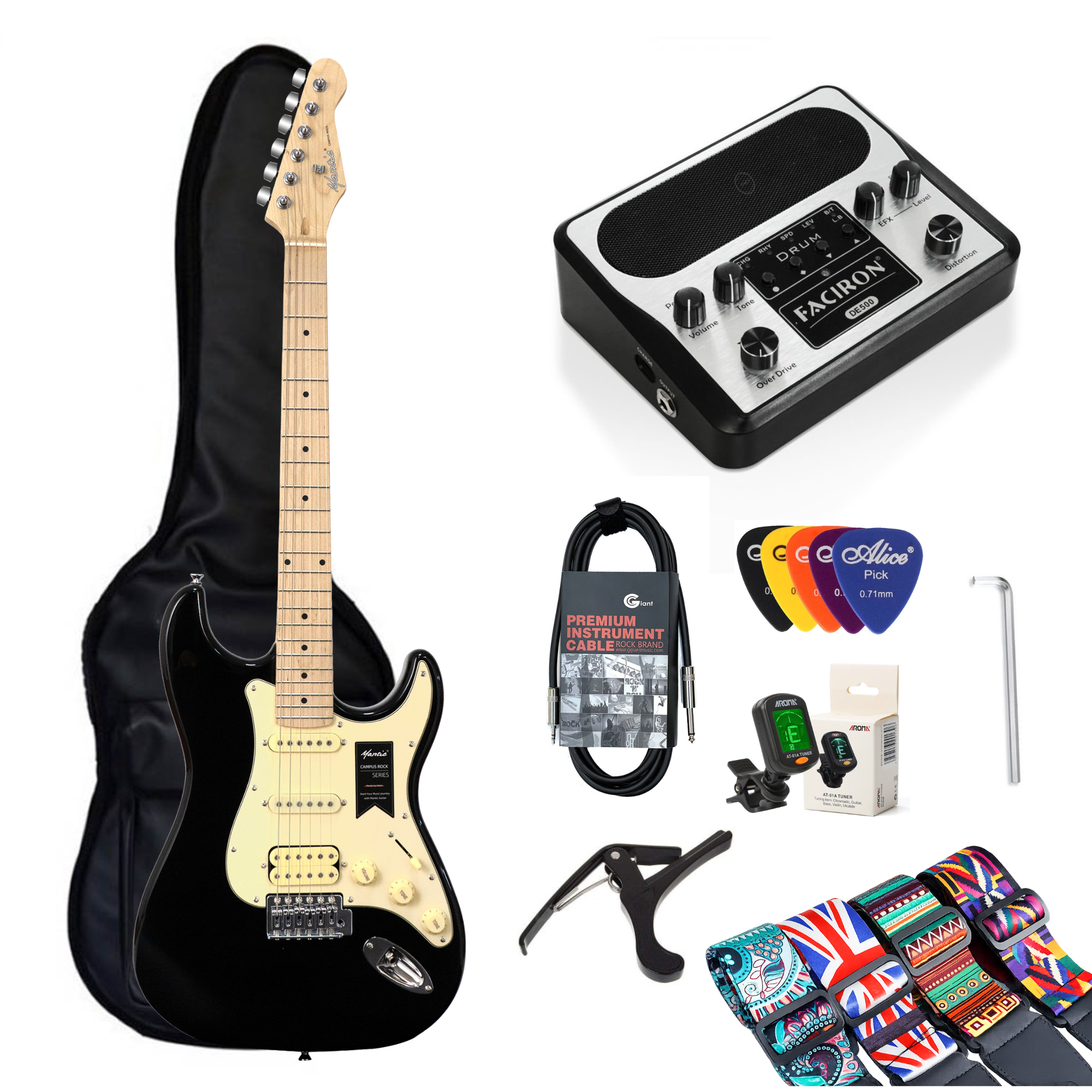 Combo Đàn Guitar Điện Mantic MST100 HSS, Amplifier Faciron DE500