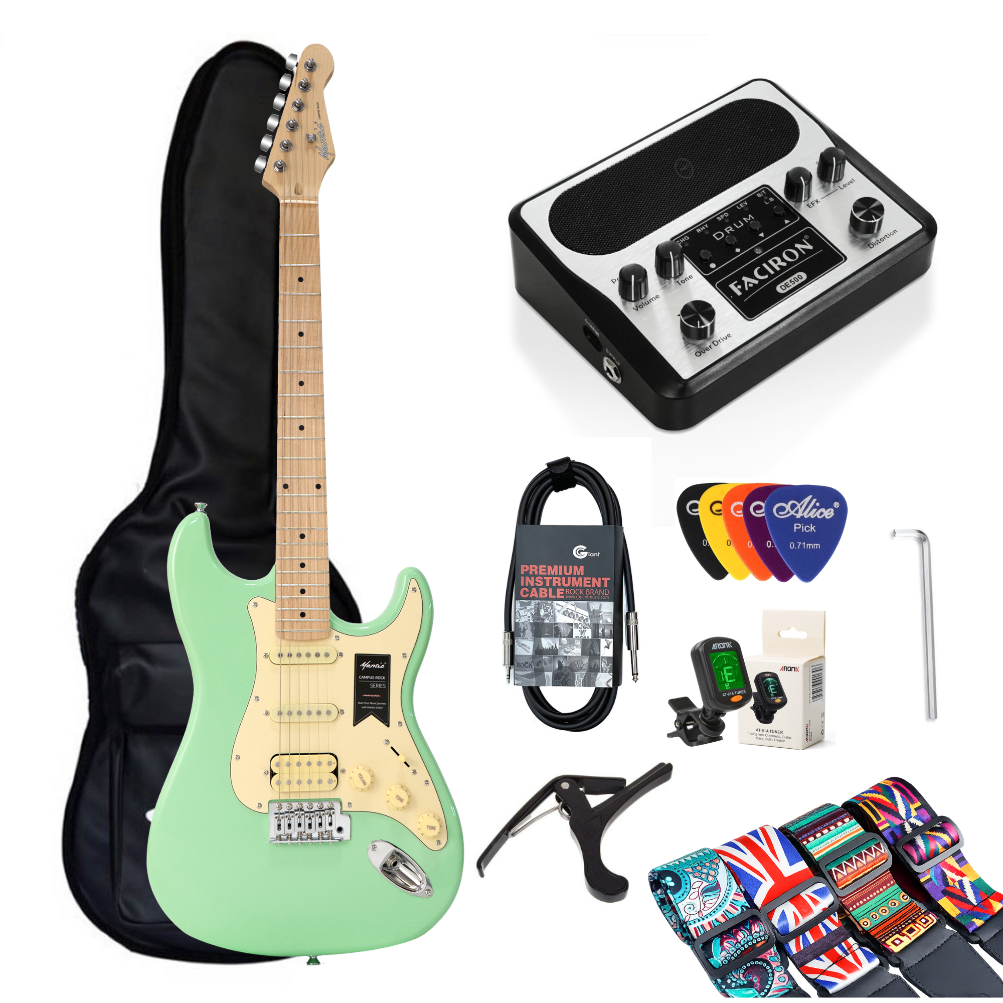 Combo Đàn Guitar Điện Mantic MST100 HSS, Amplifier Faciron DE500