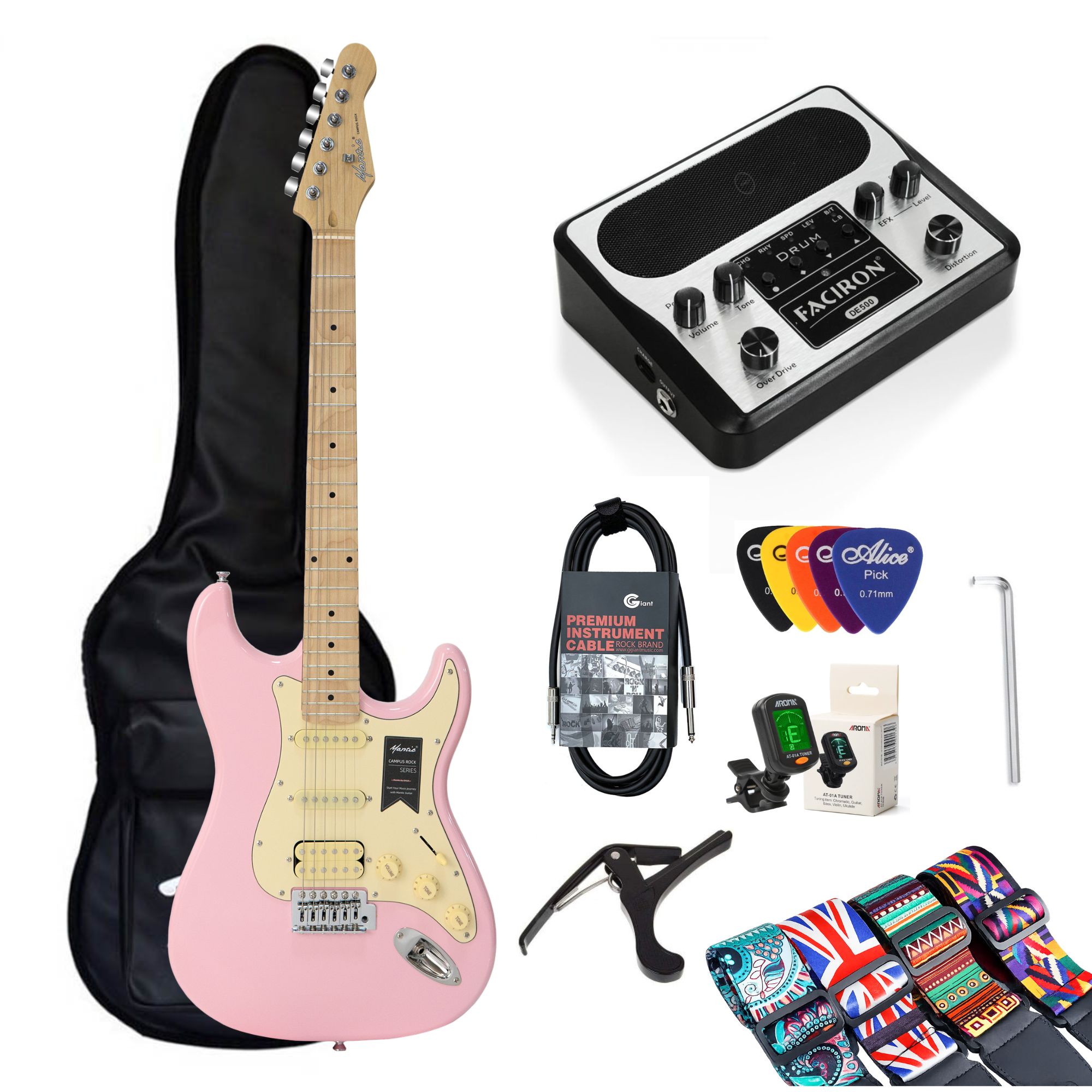 Combo Đàn Guitar Điện Mantic MST100 HSS, Amplifier Faciron DE500