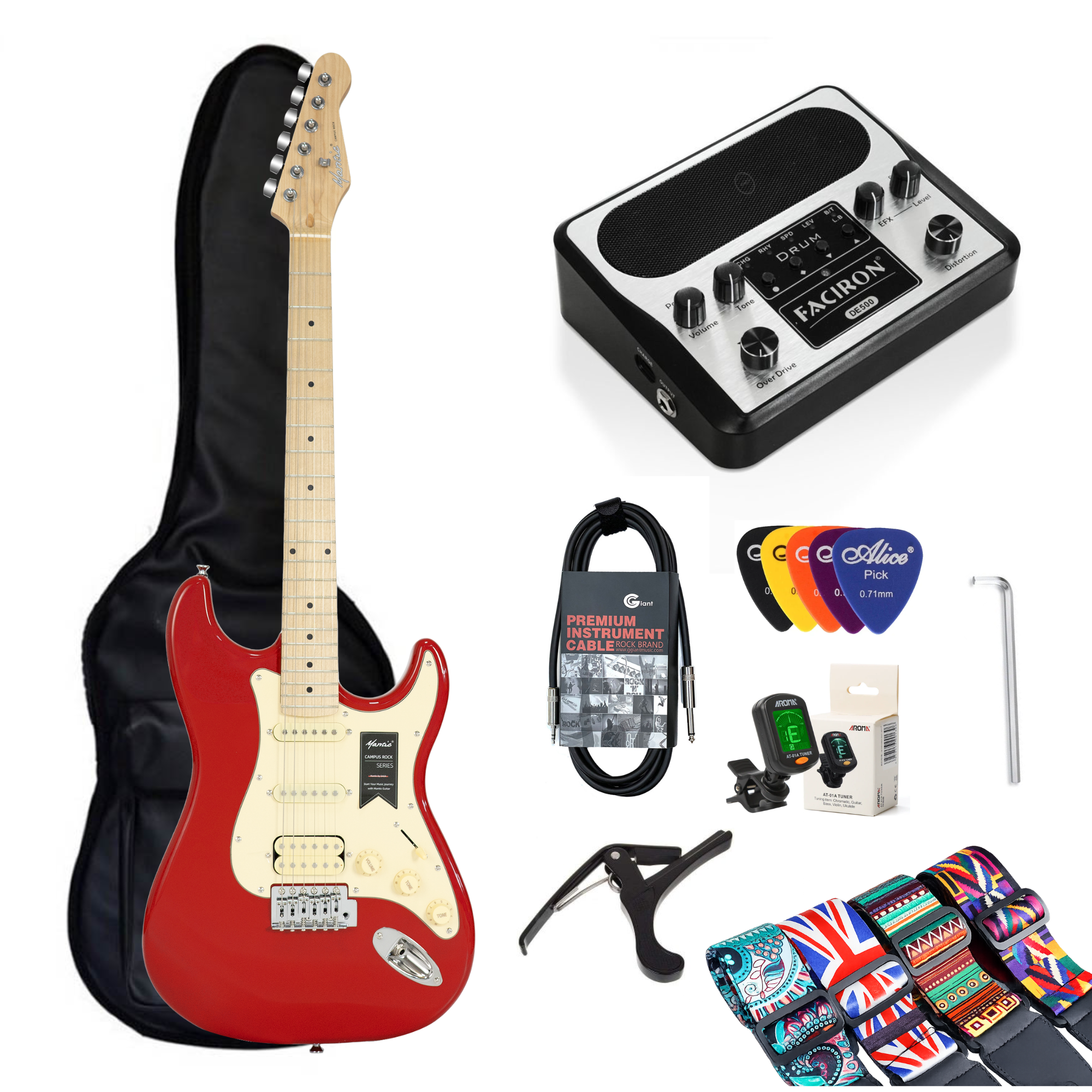 Combo Đàn Guitar Điện Mantic MST100 HSS, Amplifier Faciron DE500