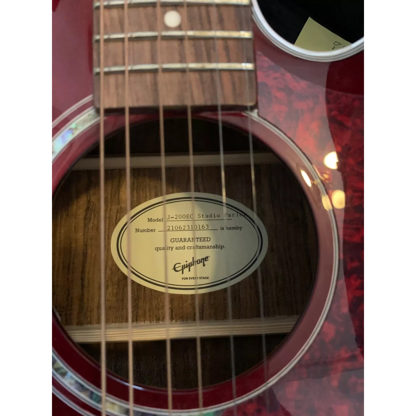 Đàn Guitar Acoustic Epiphone J-200 EC Studio Parlor, Wine Red