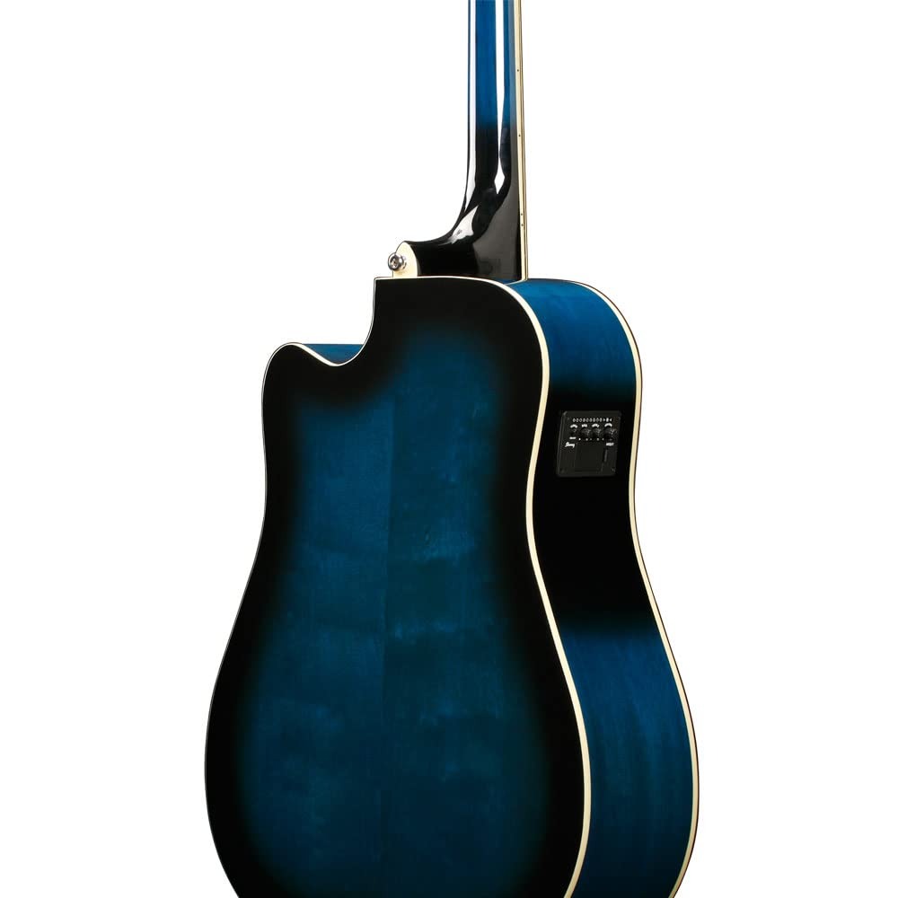 Đàn Guitar Acoustic Ibanez PF15ECE, Transparent Blue Sunburst High Gloss