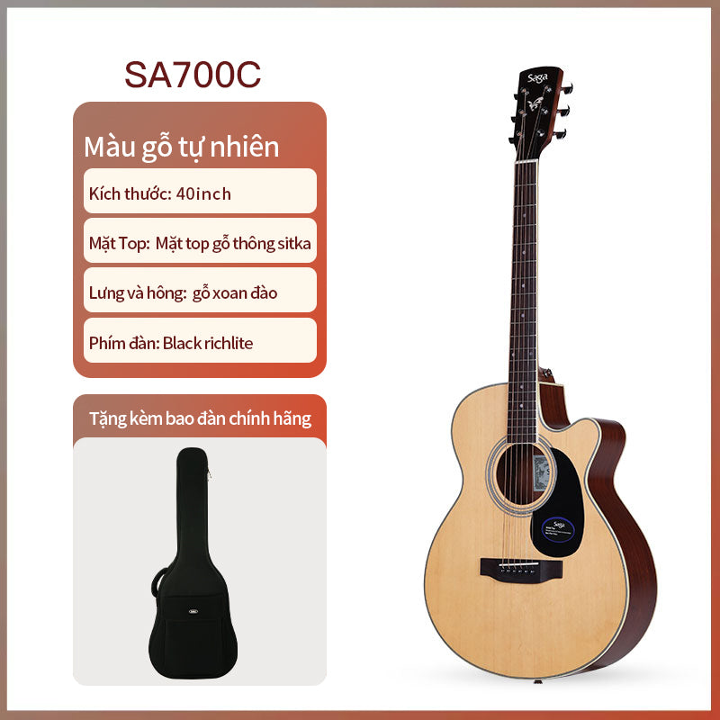 Đàn Guitar Acoustic Saga SA700C, Natural w/Bag