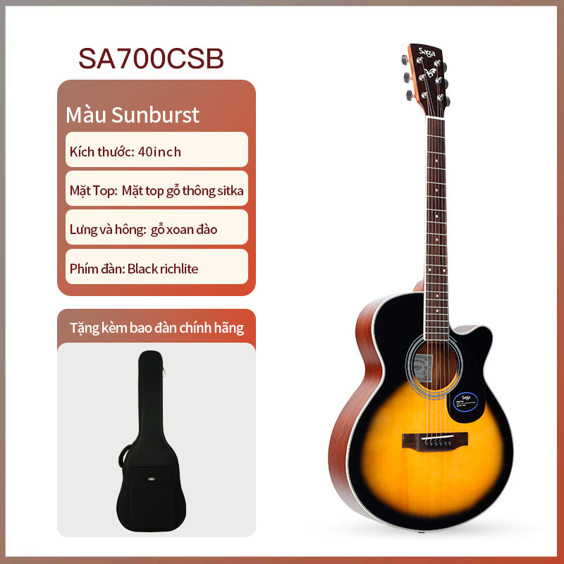 Đàn Guitar Acoustic Saga SA700C, Sunburst w/Bag