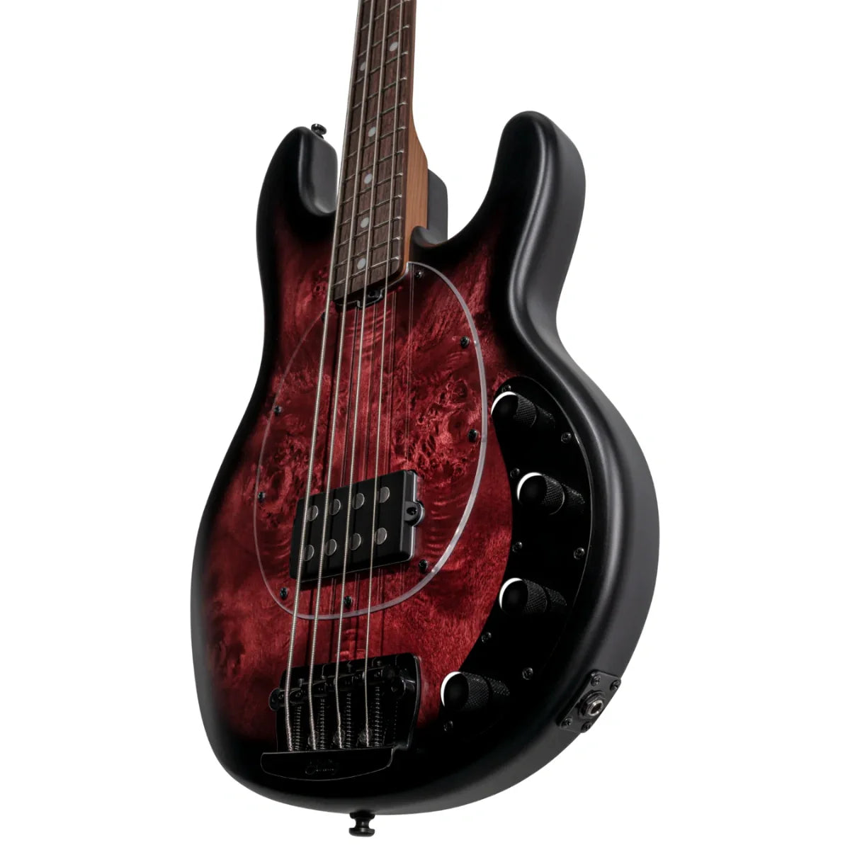 Đàn Guitar Bass Sterling by Music Man StingRay Poplar Top, Dark Scarlet Burst Satin
