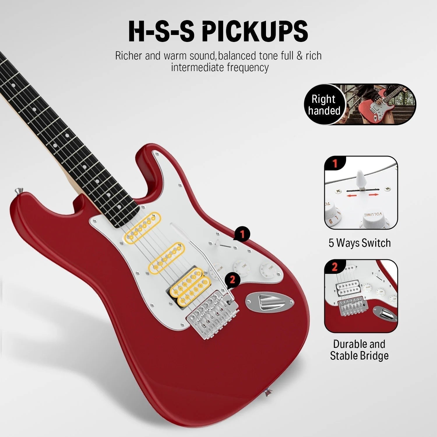 Đàn Guitar Điện Combo Donner DST100, Red