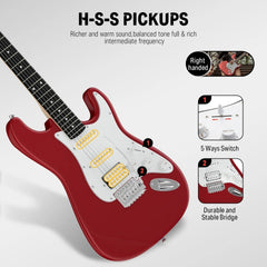 Đàn Guitar Điện Combo Donner DST100, Red