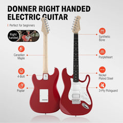 Đàn Guitar Điện Combo Donner DST100, Red