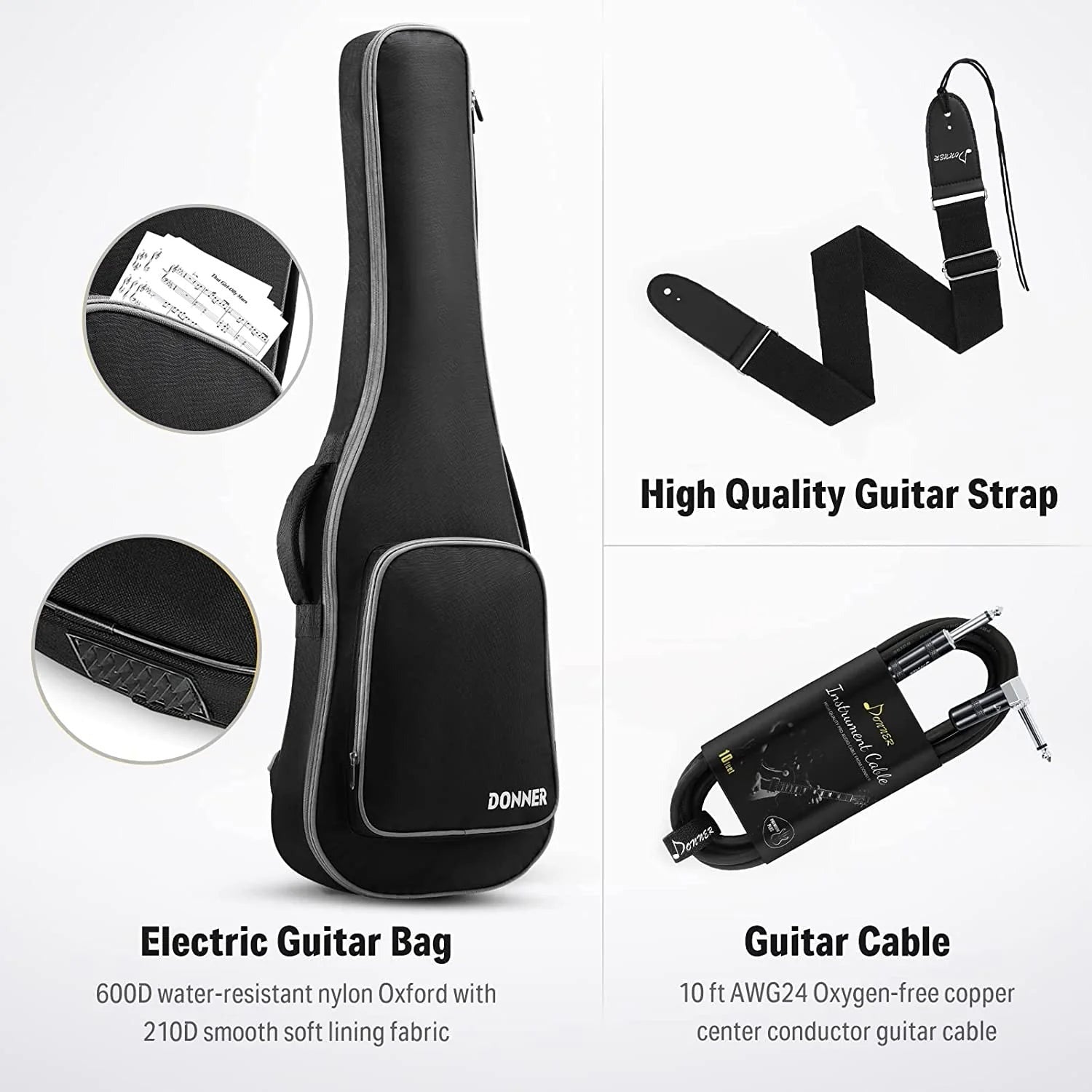 Đàn Guitar Điện Donner DST400, Black