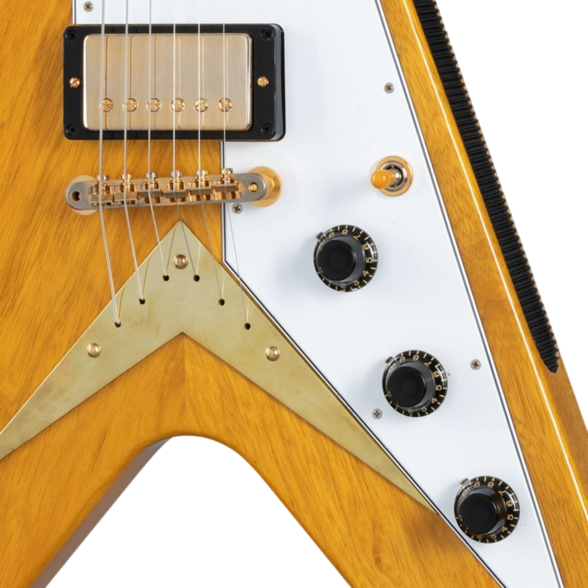 Đàn Guitar Điện Gibson Custom 1958 Korina Flying V Reissue, VOS, Natural White