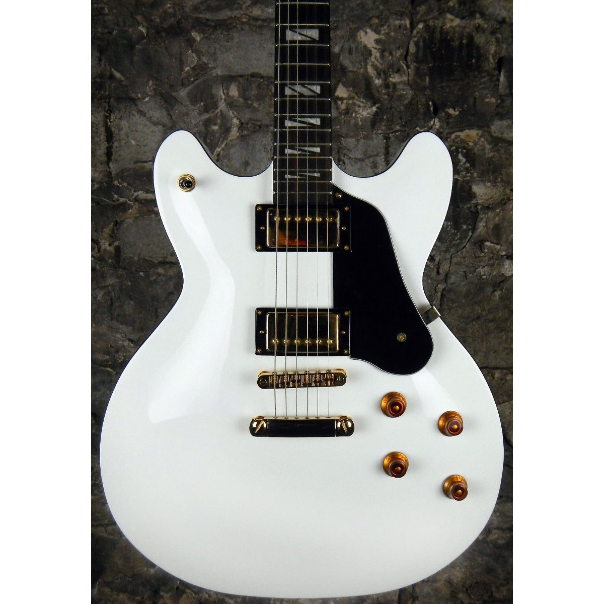 Đàn Guitar Điện Washburn HB45 Hollow Body Guitar, White