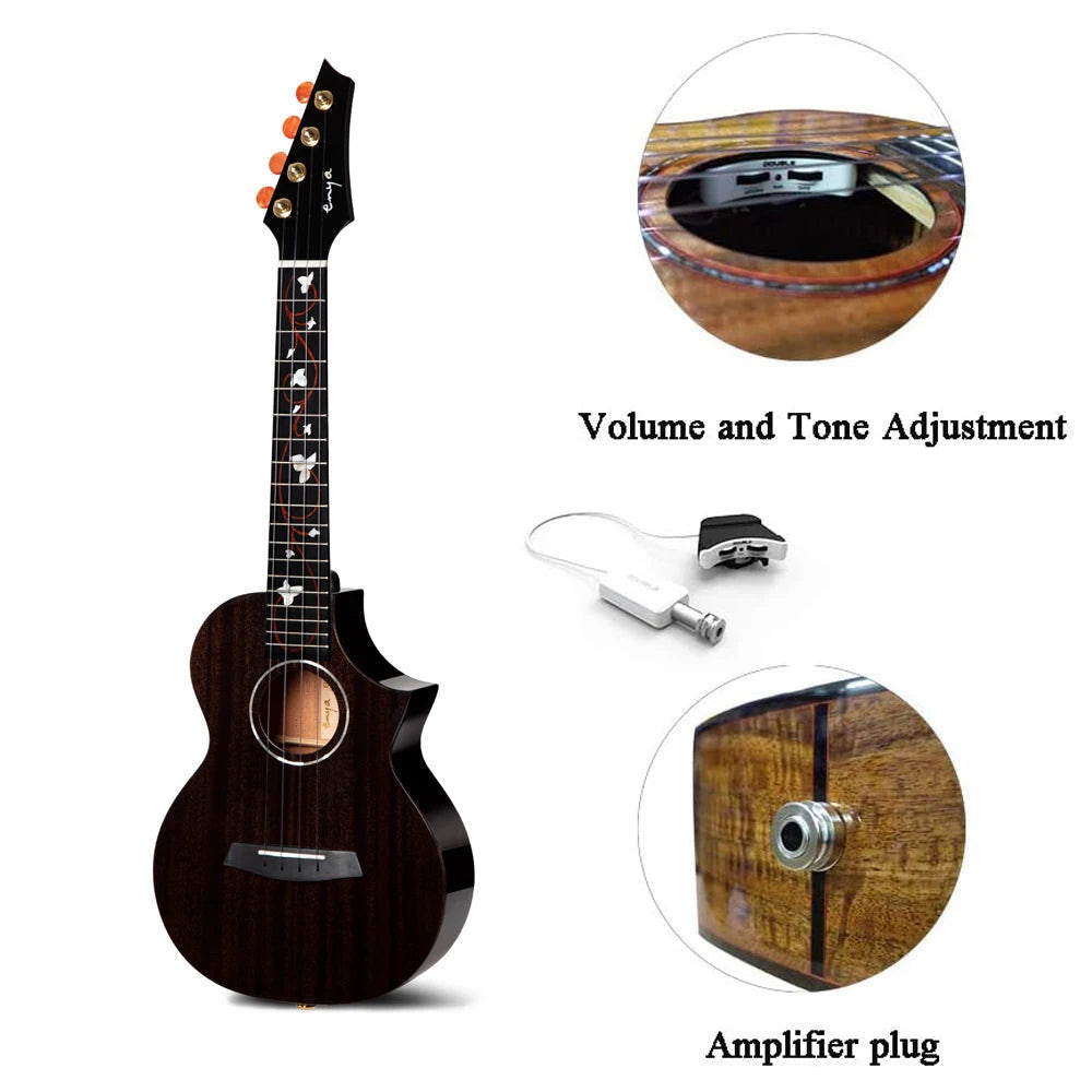 Đàn Ukulele Concert Enya EUC-M6 EQ Solid Mahogany, Black